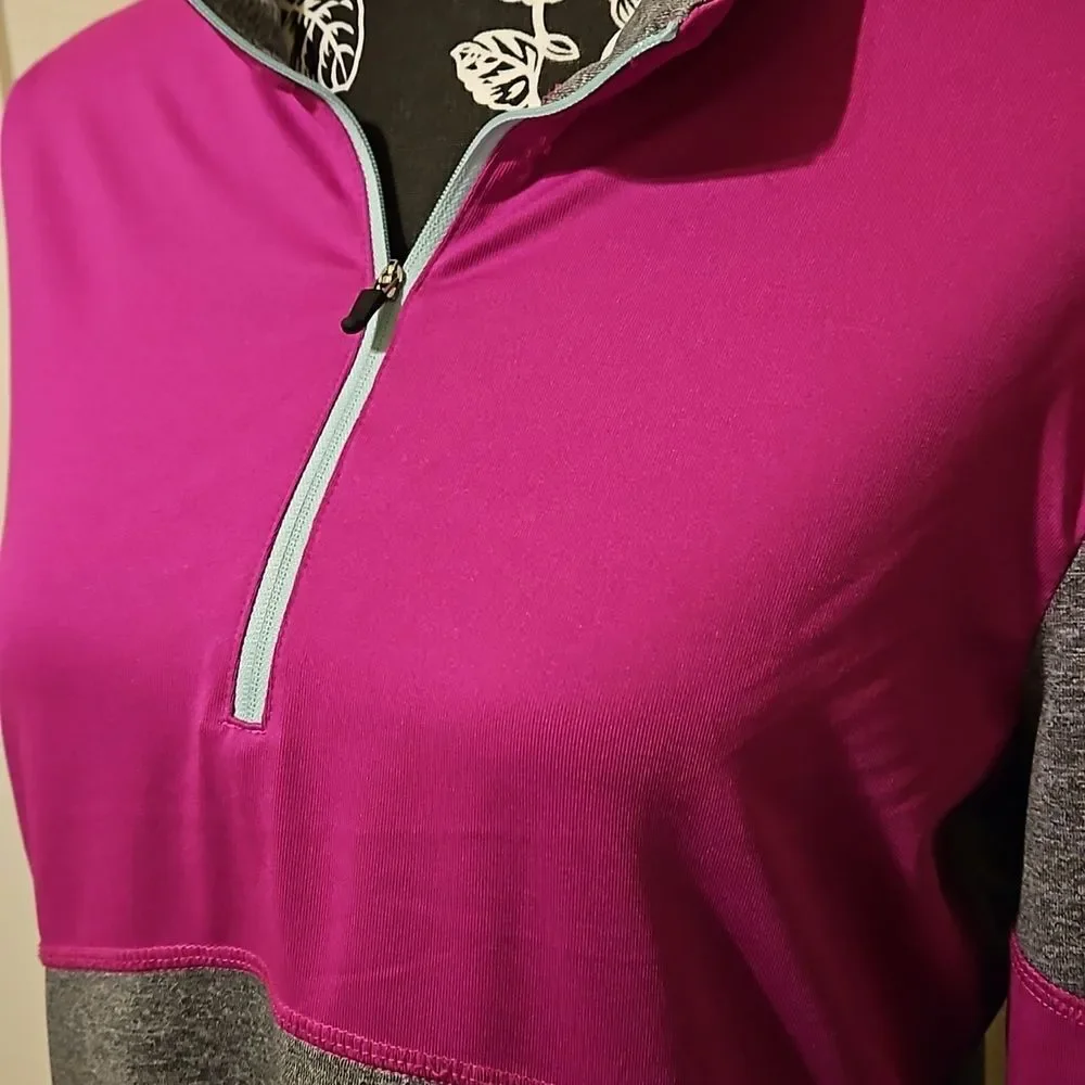 BCG  Activewear Gray & Pink Pullover with Half Zip size Large